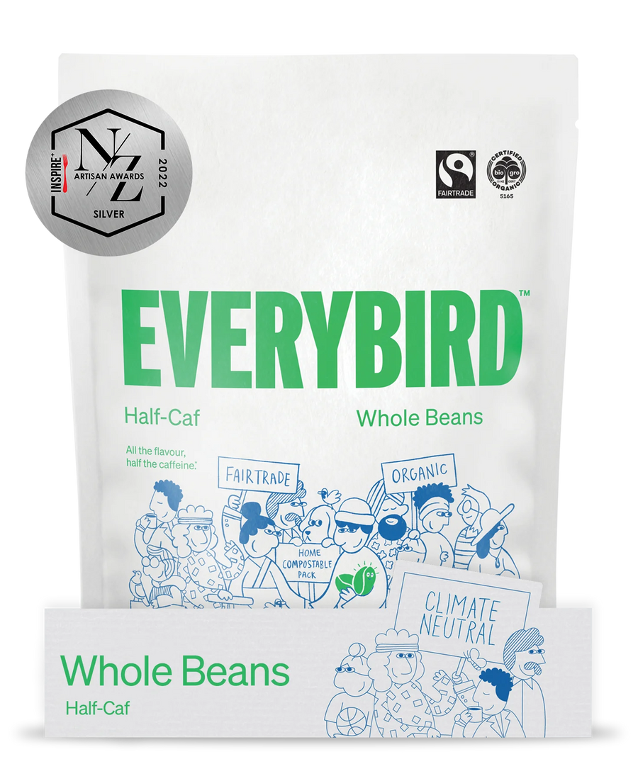 Everybird Half-Caf Blend Wholebeans 200g - Case of 6 - Fairtrade Organic